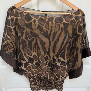 Leopard print mesh top